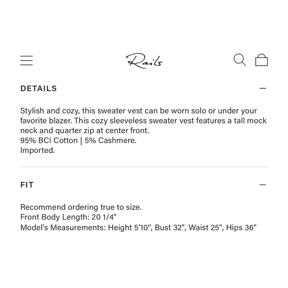 Rails NWT Bodhi Sweater Vest in Black | Size Small - Picture 8 of 17